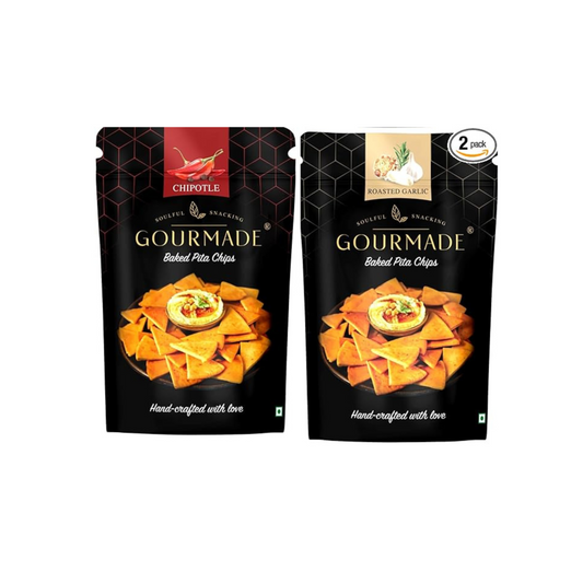 Chipotle and Roasted Garlic Gourmade pita chips (125g X 2 Pack Combo) - Gourmade Snacks