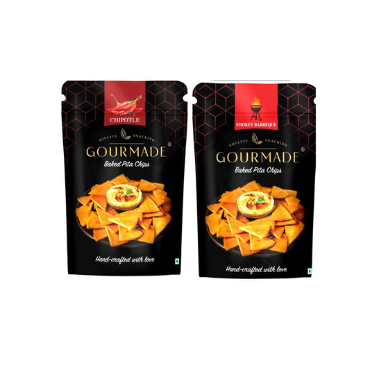 Chipotle and Barbeque Smoky Gourmade pita chips (125g X 2 Pack Combo) - Gourmade Snacks